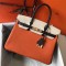 Hermes Tri-Color Birkin 30cm Bag In Orange/White/Black Clemence Leather