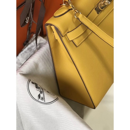 Hermes Kelly 32cm Sellier Bag In Yellow Epsom Leather