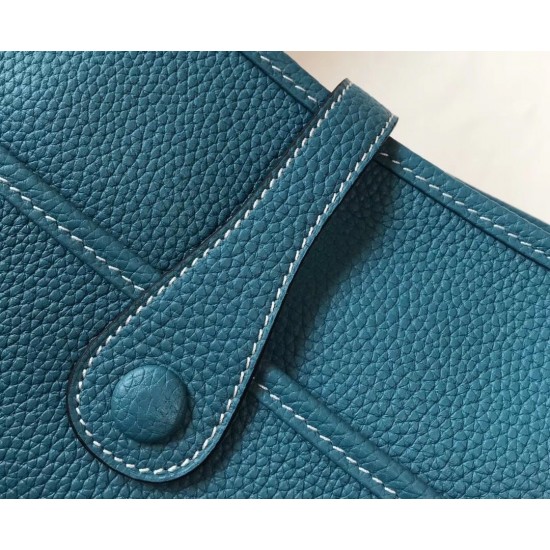 Hermes Evelyne III 29 PM Bag In Blue Jean Clemence Leather