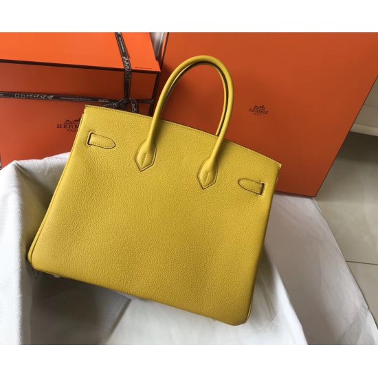 Hermes Birkin 35cm Bag In Soleil Clemence Leather