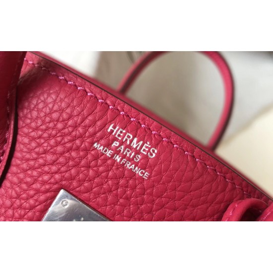 Hermes Birkin 35cm Bag In Rose Red Clemence Leather