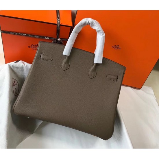 Hermes Birkin 35cm Bag In Taupe Clemence Leather