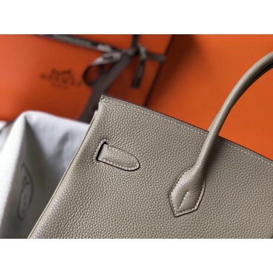 Hermes Birkin 35cm Bag In Tourterelle Clemence Leather