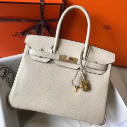 Hermes Birkin 35cm Bag In Beton Clemence Leather