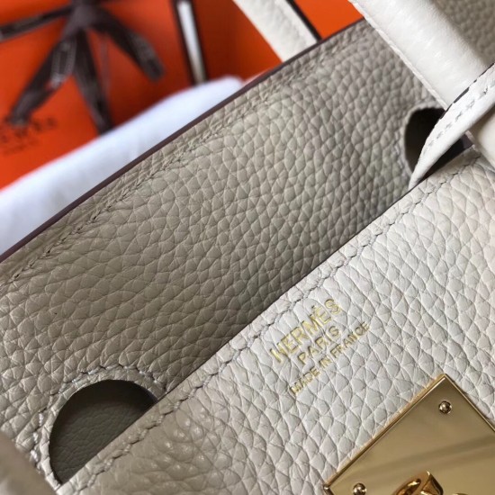 Hermes Birkin 35cm Bag In Beton Clemence Leather