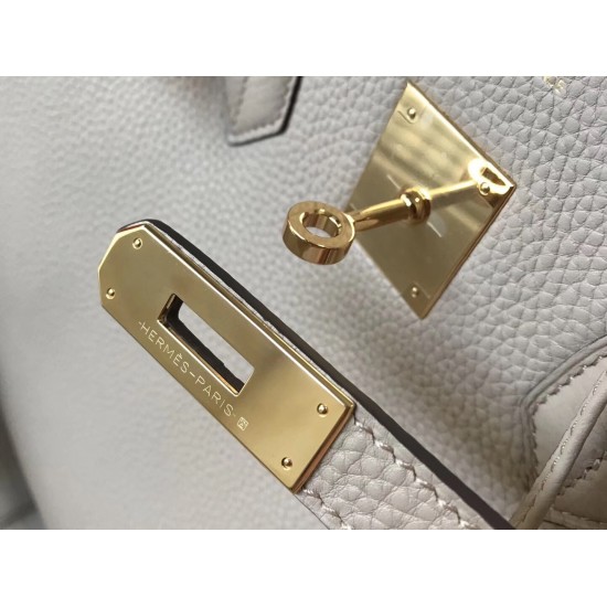 Hermes Birkin 35cm Bag In Argile Clemence Leather