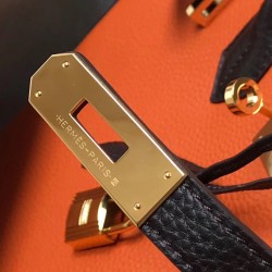 Hermes Tri-Color Birkin 35cm Bag In Orange/White/Black Clemence Leather