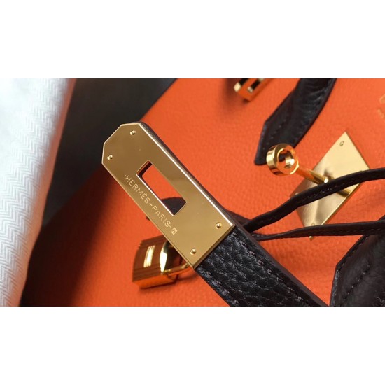 Hermes Tri-Color Birkin 35cm Bag In Orange/White/Black Clemence Leather