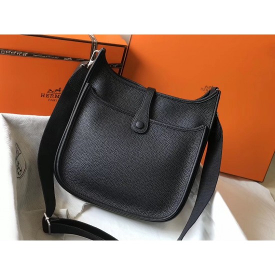 Hermes Evelyne III 29 PM Bag In Black Clemence Leather