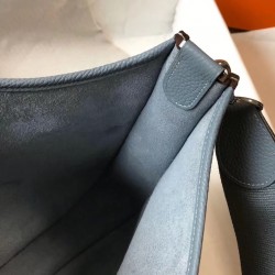 Hermes Evelyne III 29 PM Bag In Blue Lin Clemence Leather