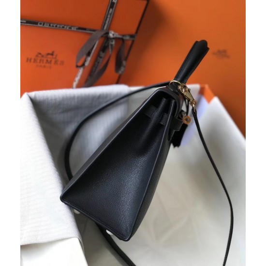 Hermes Kelly 25cm Sellier Bag In Black Epsom Leather