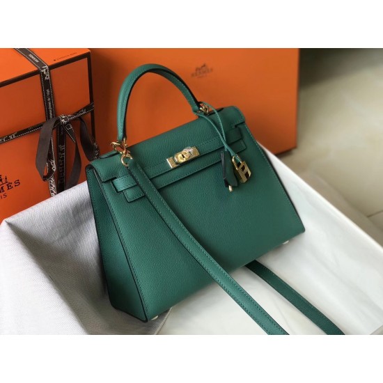 Hermes Kelly 25cm Sellier Bag In Malachite Epsom Leather