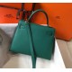 Hermes Kelly 25cm Sellier Bag In Malachite Epsom Leather