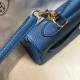 Hermes Kelly 25cm Retourne Bag In Agate Blue Clemence Leather