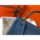 Hermes Kelly 25cm Retourne Bag In Agate Blue Clemence Leather