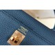 Hermes Kelly 25cm Retourne Bag In Agate Blue Clemence Leather