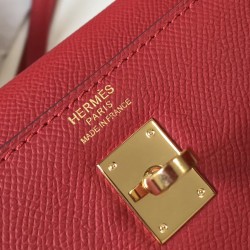 Hermes Kelly 25cm Sellier Bag In Red Epsom Leather