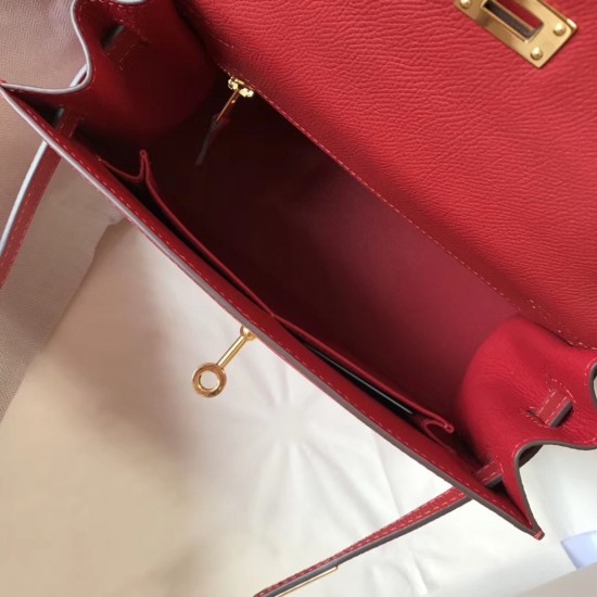 Hermes Kelly 25cm Sellier Bag In Red Epsom Leather