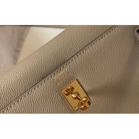 Hermes Kelly 25cm Sellier Bag In Tourterelle Epsom Leather