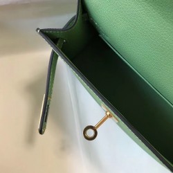 Hermes Kelly Mini II Bag In Vert Criquet Epsom Leather