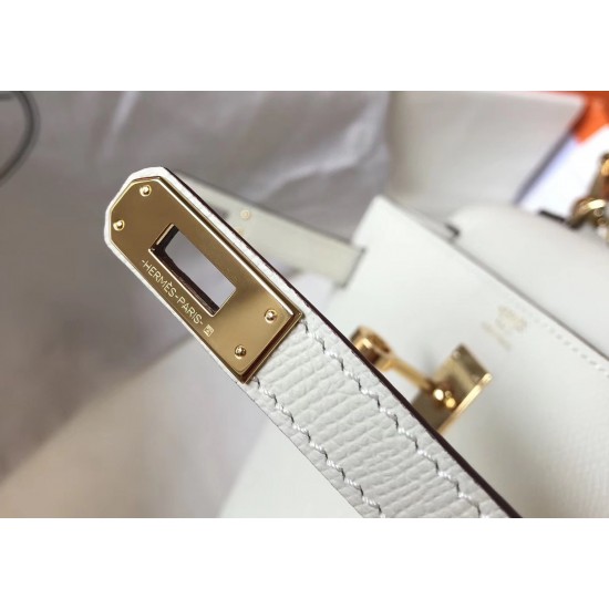 Hermes Kelly 25cm Sellier Bag In White Epsom Leather