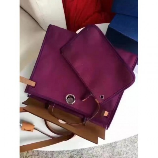 Hermes Herbag Zip PM 31cm Bag In Fuchsia Canvas