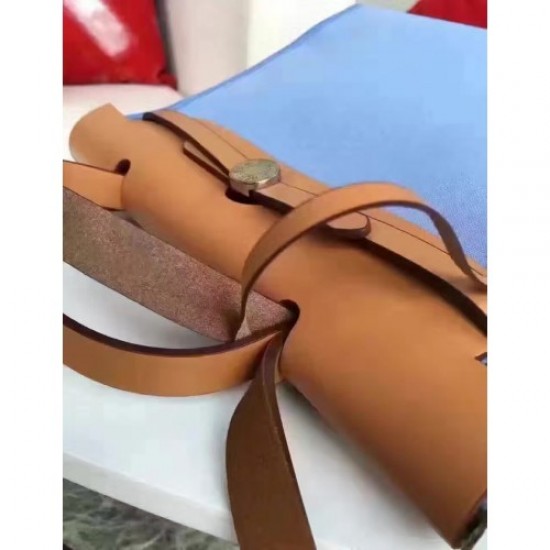 Hermes Herbag Zip PM 31cm Bag In Celeste Canvas