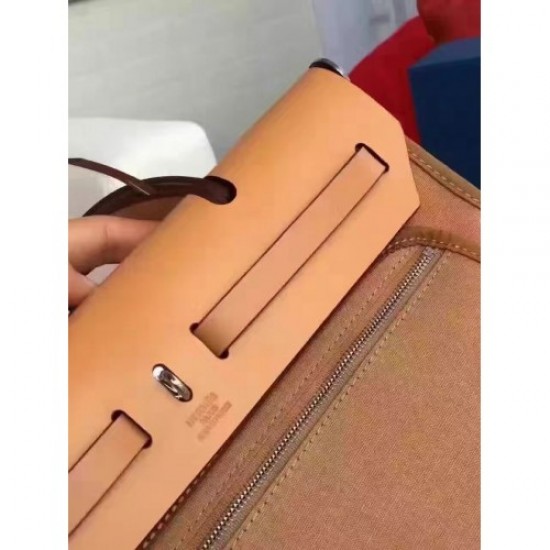 Hermes Herbag Zip PM 31cm Bag In Caramel Canvas