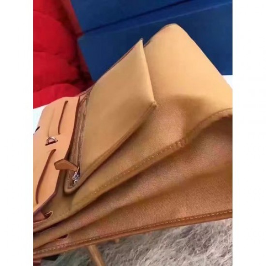 Hermes Herbag Zip PM 31cm Bag In Caramel Canvas