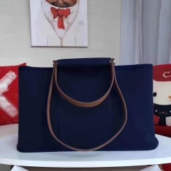 Hermes Cabag Elan Bag In Dark Blue Canvas