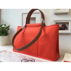 Hermes Cabag Elan Bag In Capucine Canvas