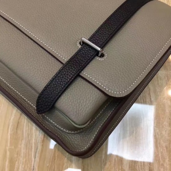 Hermes Bicolor Steve 35 Messenger Grey Bag