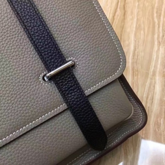 Hermes Bicolor Steve 35 Messenger Grey Bag