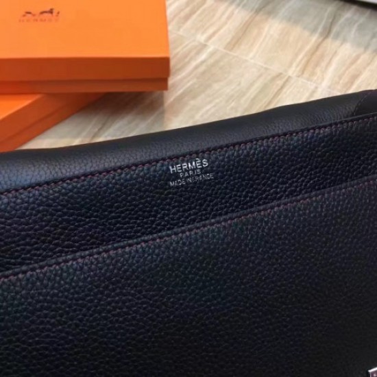 Hermes Bicolor Steve 35 Messenger Black Bag