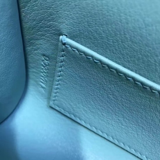 Hermes Handmade Egee Clutch In Atoll Blue Swift Leather