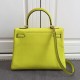 Hermes Kelly Ghillies 28cm In Yellow Swift Leather