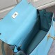 Hermes Kelly Ghillies 28cm In Light Blue Swift Leather