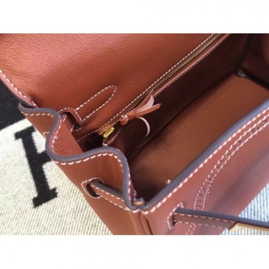 Hermes Kelly Ghillies 28cm In Brown Swift Leather