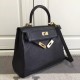 Hermes Kelly Ghillies 28cm In Black Swift Leather