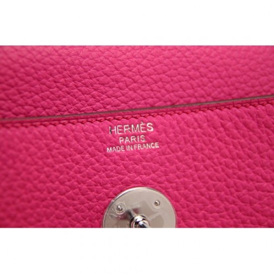 Hermes Rose Red Clemence Lindy 34cm Bag