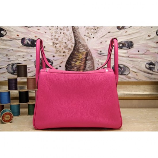 Hermes Rose Red Clemence Lindy 34cm Bag