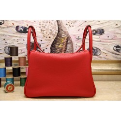 Hermes Red Clemence Lindy 34cm Bag