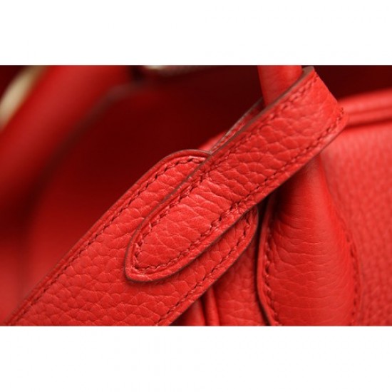 Hermes Red Clemence Lindy 34cm Bag