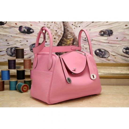 Hermes Pink Clemence Lindy 34cm Bag