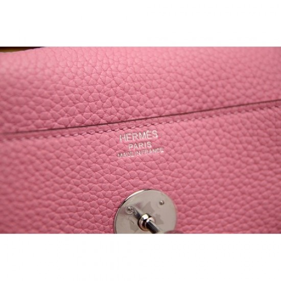 Hermes Pink Clemence Lindy 34cm Bag