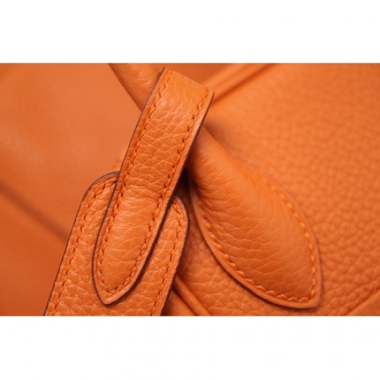 Hermes Orange Clemence Lindy 34cm Bag