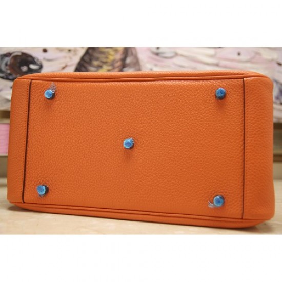 Hermes Orange Clemence Lindy 34cm Bag