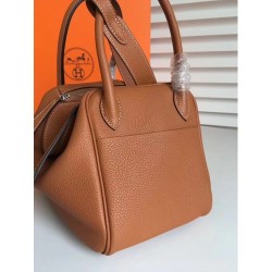 Hermes Brown Clemence Lindy 34cm Bag