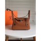 Hermes Brown Clemence Lindy 34cm Bag