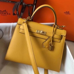 Hermes Kelly 25cm Sellier Bag In Yellow Epsom Leather